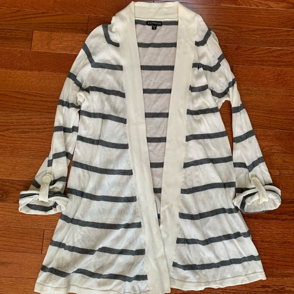 Express grey and cream striped cardigan size M - Picture 1 of 1